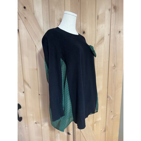 Cabi | Get Together Sweater, Black with Sheer Green Pattern Back | Size M - Picture 2 of 14